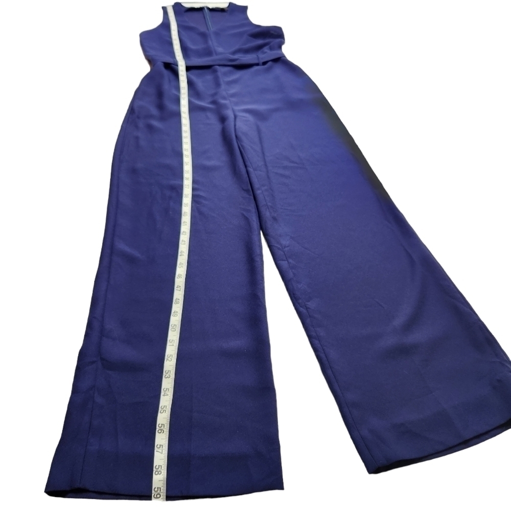 Banana Republic Tie Waist Jumpsuit Wide Leg Sleeveless V-Neck Navy Blue, Size 6 - Picture 13 of 15